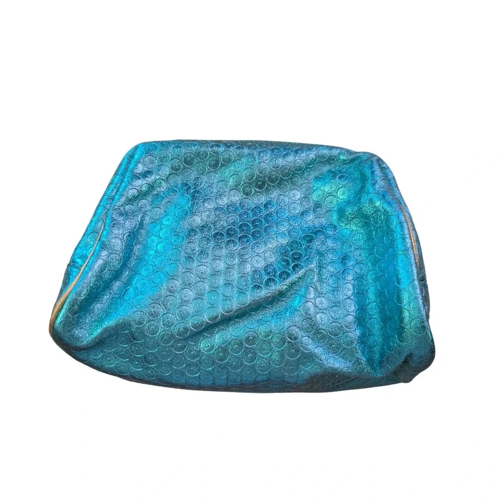 Diane Von Furstenberg Gemma Makeup Bag Pouch Turquiose Leather Mermaidcore Vacay